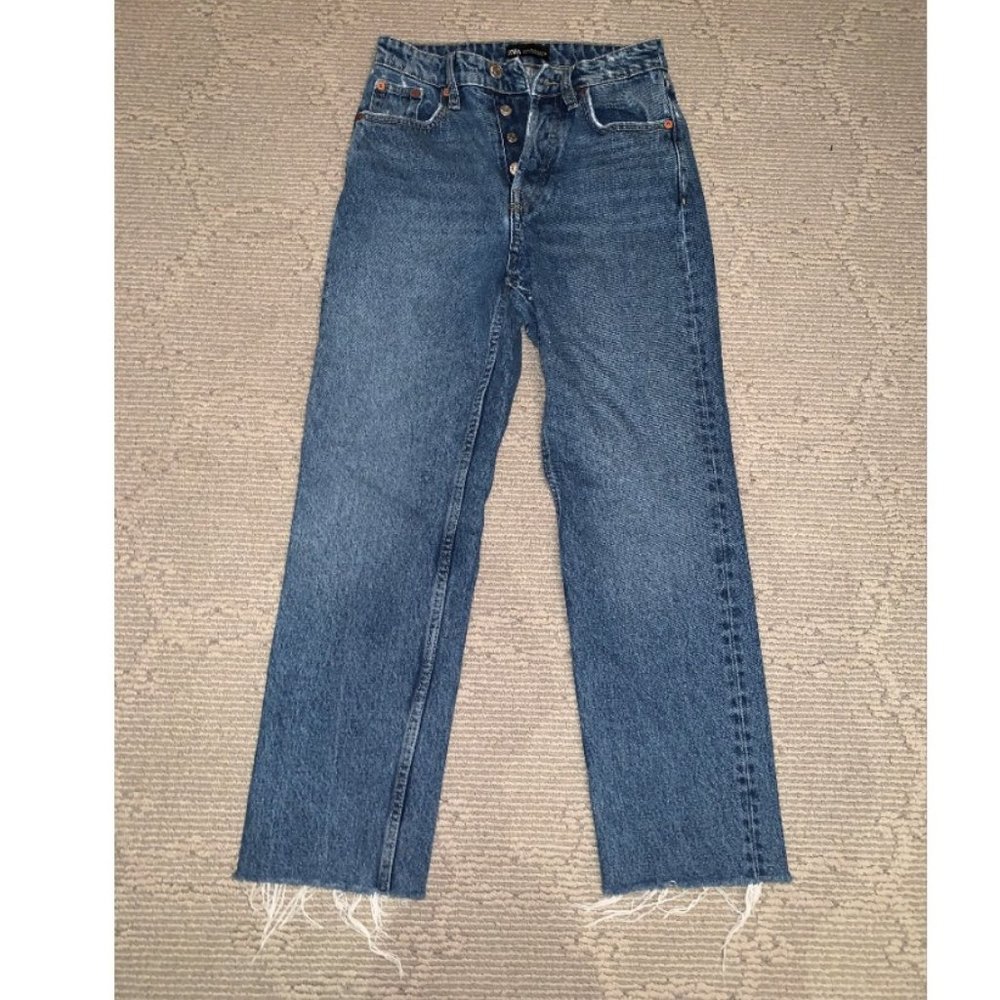Zara, High-Rise Straight Leg Jeans, Size 34